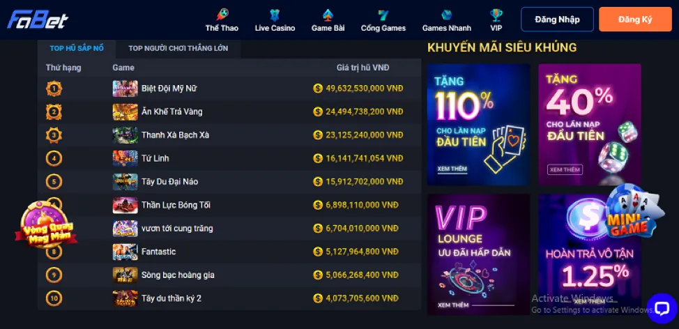 Chương trình hoàn trả hàng ngày cho game bắn cá